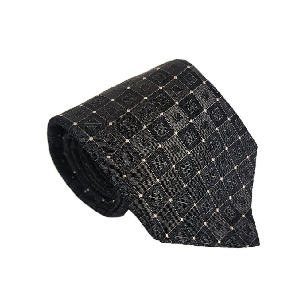 Calvin Klein Men's Silk Necktie Black Geometric Tie
